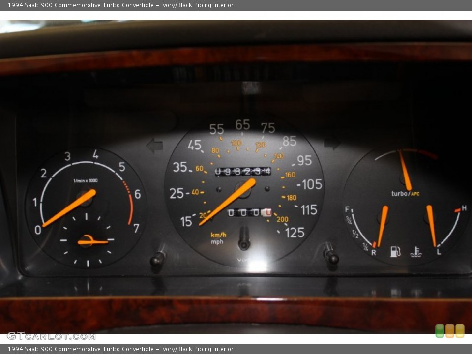 Ivory/Black Piping Interior Gauges for the 1994 Saab 900 Commemorative Turbo Convertible #59170594