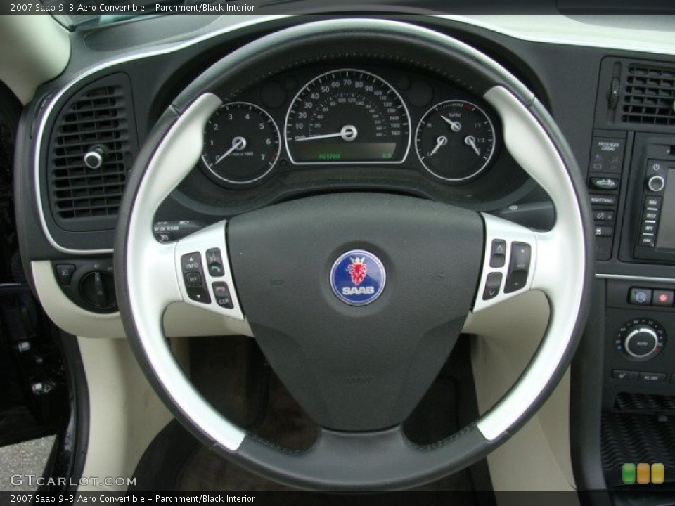 Parchment/Black Interior Steering Wheel for the 2007 Saab 9-3 Aero Convertible #59176604