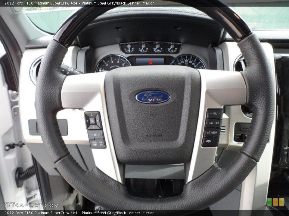 Platinum Steel Gray/Black Leather Interior Steering Wheel for the 2012 Ford F150 Platinum SuperCrew 4x4 #59208407
