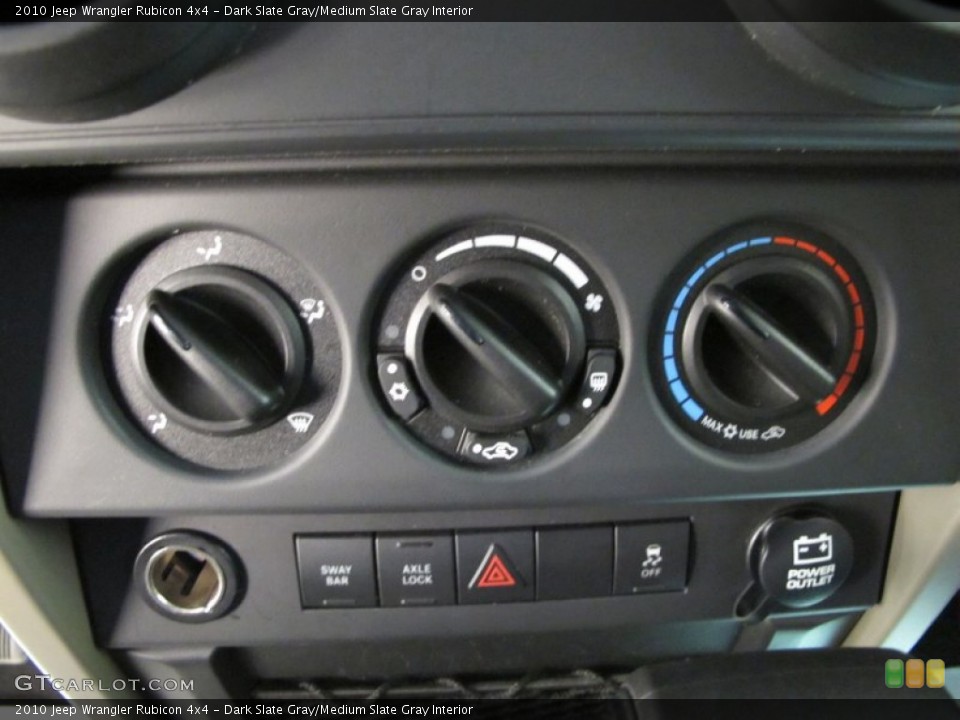 Dark Slate Gray/Medium Slate Gray Interior Controls for the 2010 Jeep Wrangler Rubicon 4x4 #59220408