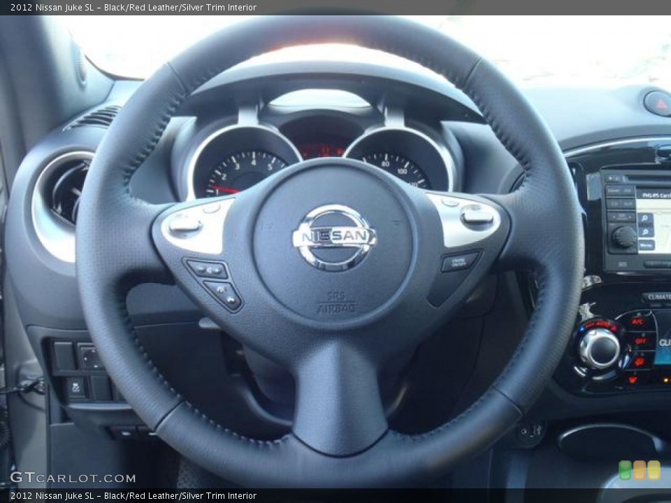 Black/Red Leather/Silver Trim Interior Steering Wheel for the 2012 Nissan Juke SL #59240187