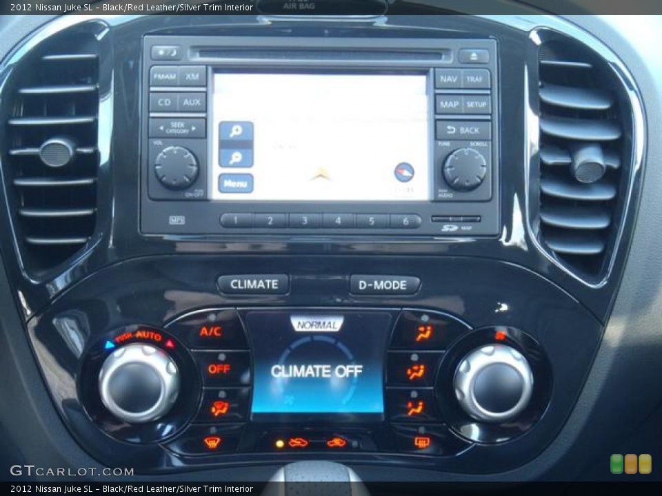 Black/Red Leather/Silver Trim Interior Controls for the 2012 Nissan Juke SL #59240193