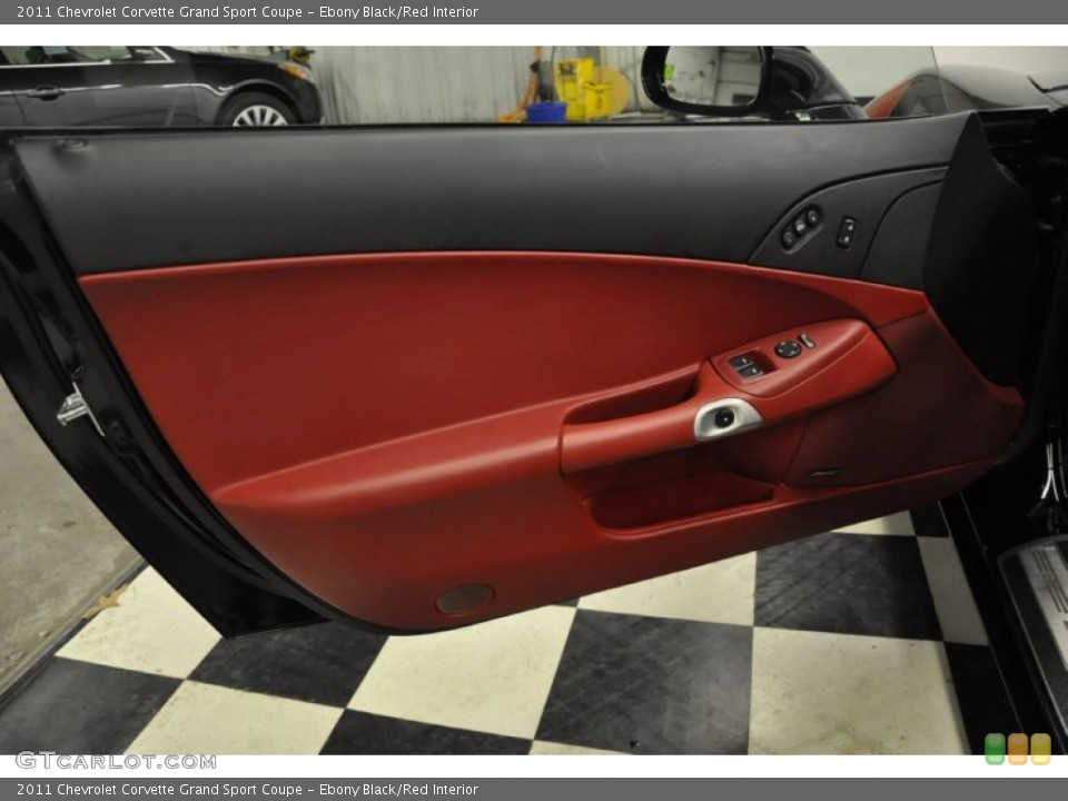 Ebony Black/Red Interior Door Panel for the 2011 Chevrolet Corvette Grand Sport Coupe #59263128