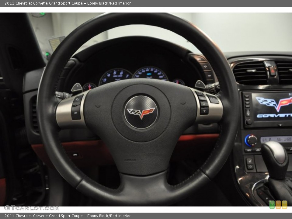 Ebony Black/Red Interior Steering Wheel for the 2011 Chevrolet Corvette Grand Sport Coupe #59263215