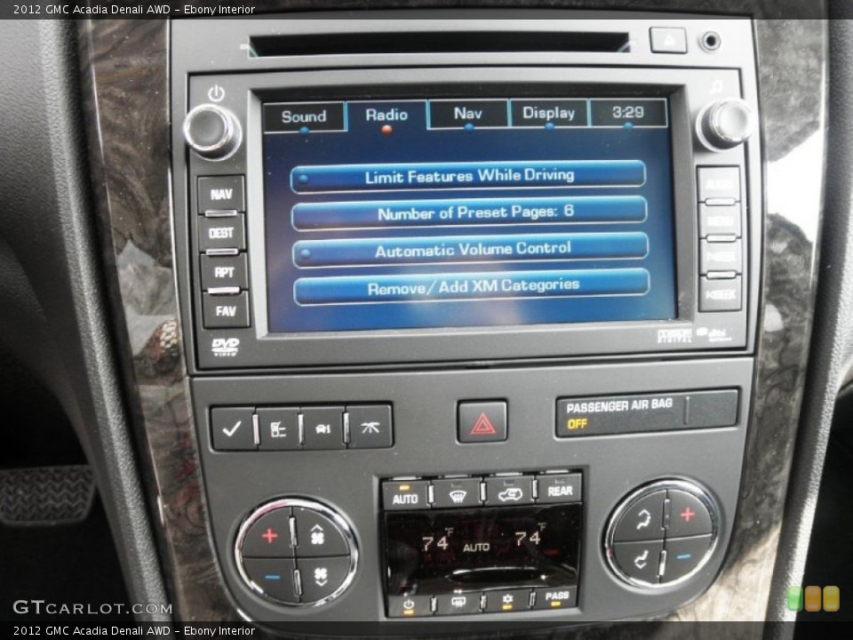 Ebony Interior Controls for the 2012 GMC Acadia Denali AWD #59266758