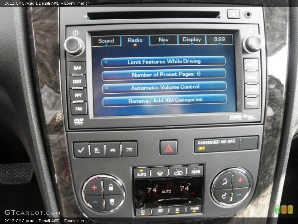 Ebony Interior Controls for the 2012 GMC Acadia Denali AWD #59266758