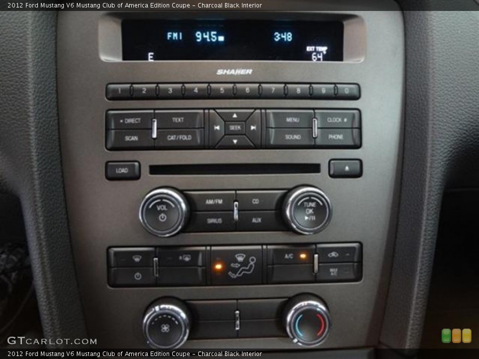 Charcoal Black Interior Controls for the 2012 Ford Mustang V6 Mustang Club of America Edition Coupe #59356303