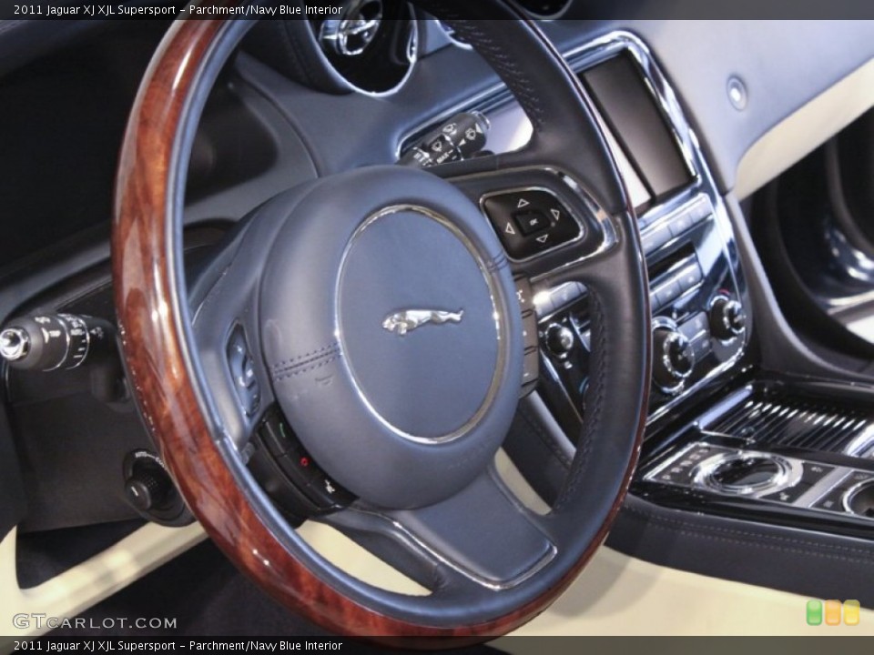 Parchment/Navy Blue Interior Steering Wheel for the 2011 Jaguar XJ XJL Supersport #59381657