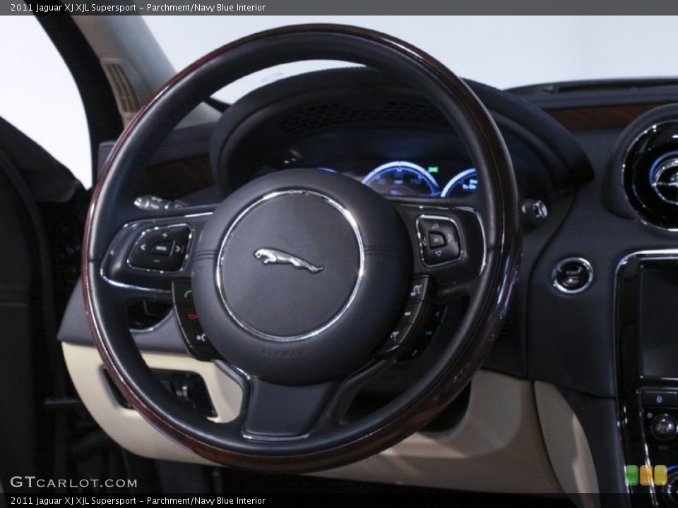 Parchment/Navy Blue Interior Steering Wheel for the 2011 Jaguar XJ XJL Supersport #59381801