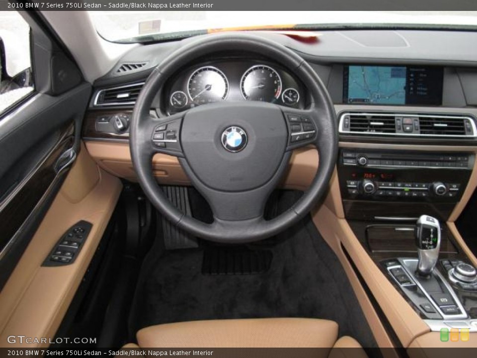 Saddle/Black Nappa Leather Interior Dashboard for the 2010 BMW 7 Series 750Li Sedan #59394455