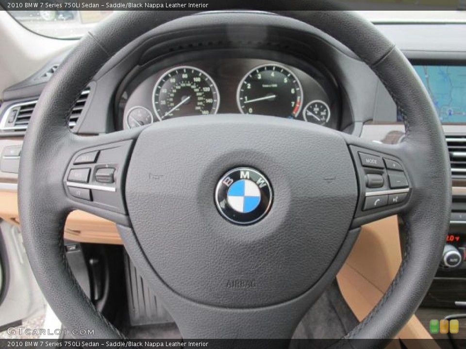 Saddle/Black Nappa Leather Interior Steering Wheel for the 2010 BMW 7 Series 750Li Sedan #59394534