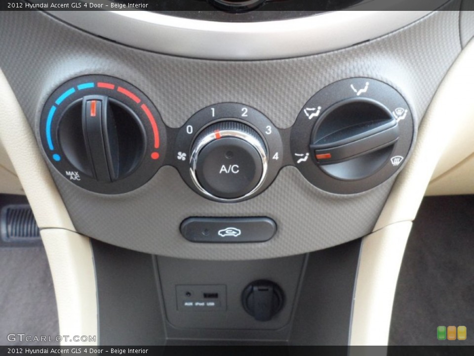 Beige Interior Controls for the 2012 Hyundai Accent GLS 4 Door #59456402