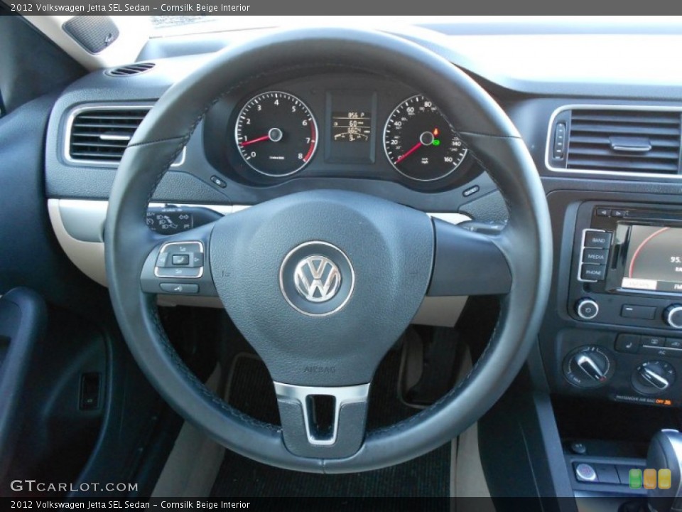 Cornsilk Beige Interior Steering Wheel for the 2012 Volkswagen Jetta SEL Sedan #59499486