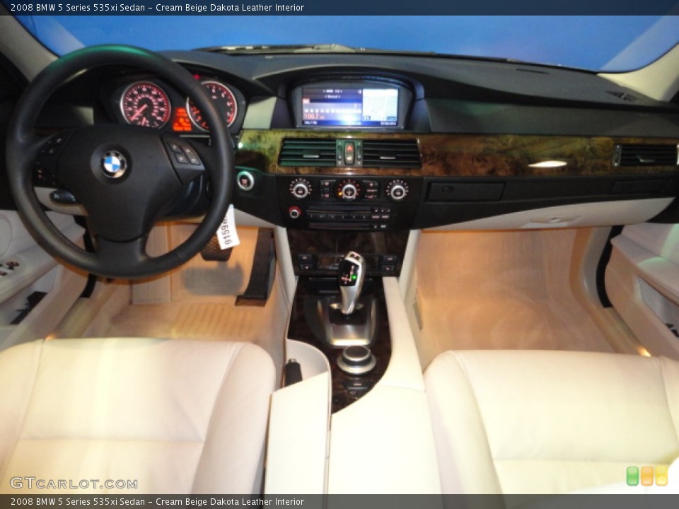Cream Beige Dakota Leather Interior Dashboard for the 2008 BMW 5 Series 535xi Sedan #59547318
