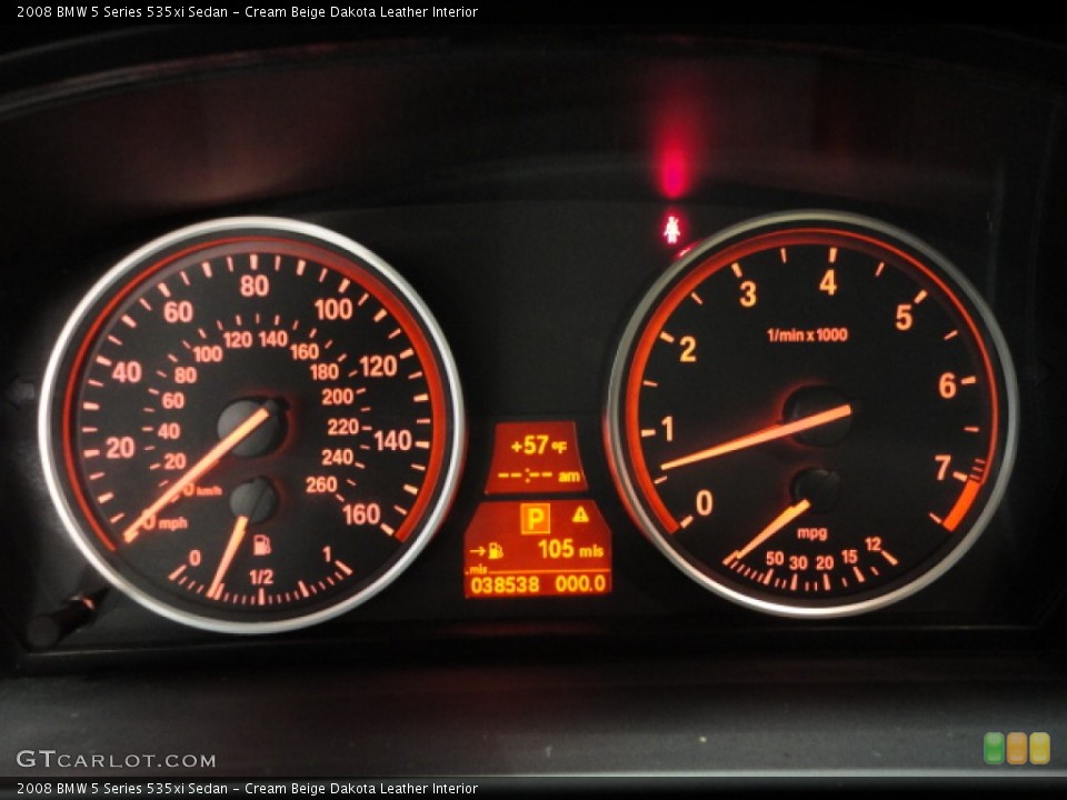 Cream Beige Dakota Leather Interior Gauges for the 2008 BMW 5 Series 535xi Sedan #59547327
