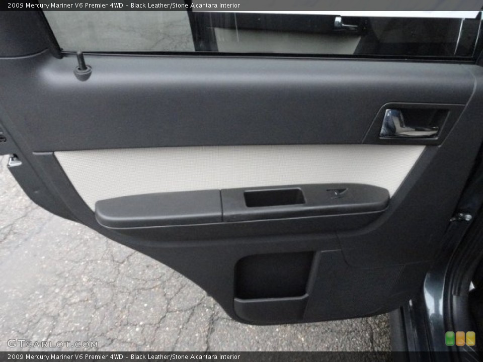 Black Leather/Stone Alcantara Interior Door Panel for the 2009 Mercury Mariner V6 Premier 4WD #59549835