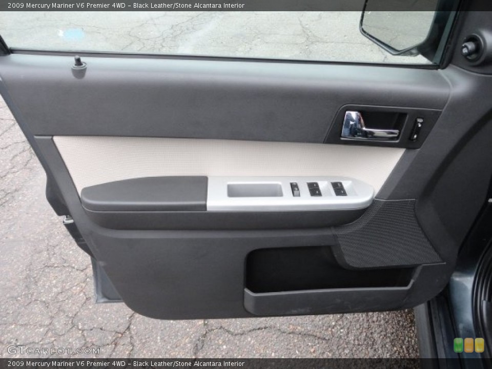 Black Leather/Stone Alcantara Interior Door Panel for the 2009 Mercury Mariner V6 Premier 4WD #59549844