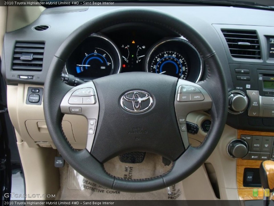 Sand Beige Interior Steering Wheel for the 2010 Toyota Highlander Hybrid Limited 4WD #59556075