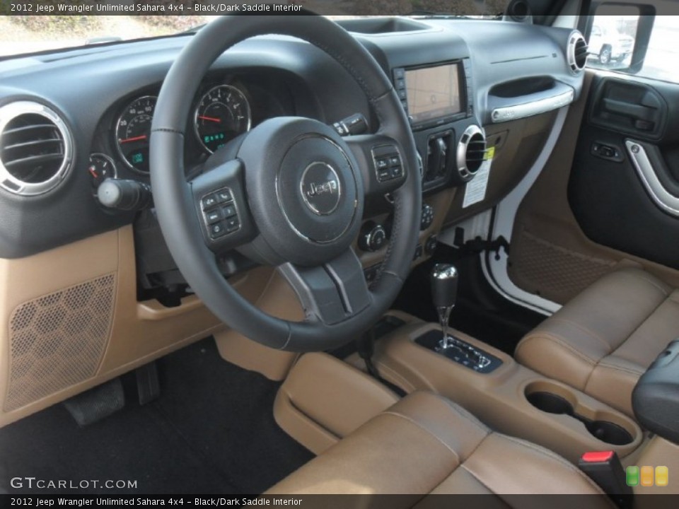Black/Dark Saddle Interior Photo for the 2012 Jeep Wrangler Unlimited Sahara 4x4 #59570007