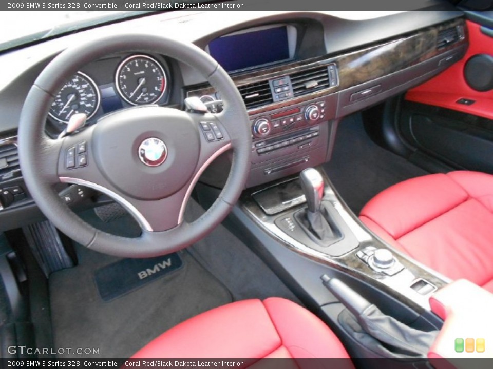 Coral Red/Black Dakota Leather Interior Prime Interior for the 2009 BMW 3 Series 328i Convertible #59585299