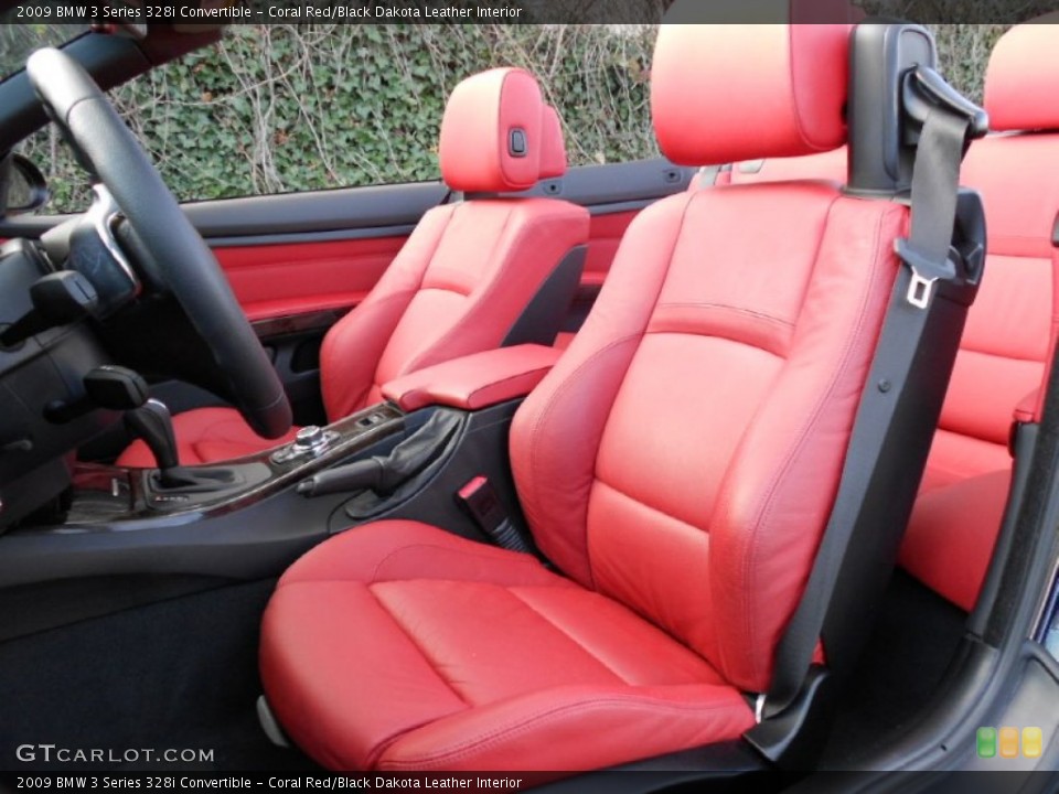 Coral Red/Black Dakota Leather Interior Photo for the 2009 BMW 3 Series 328i Convertible #59585310