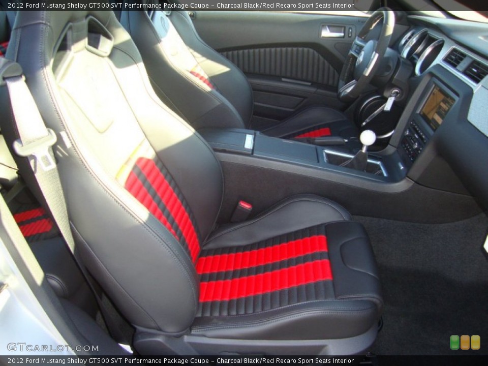 Charcoal Black/Red Recaro Sport Seats Interior Photo for the 2012 Ford Mustang Shelby GT500 SVT Performance Package Coupe #59596026