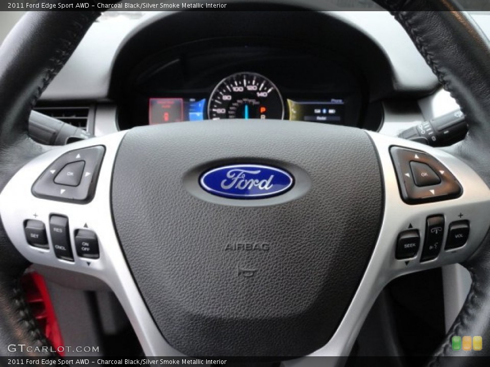 Charcoal Black/Silver Smoke Metallic Interior Steering Wheel for the 2011 Ford Edge Sport AWD #59653559