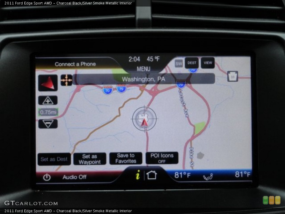 Charcoal Black/Silver Smoke Metallic Interior Navigation for the 2011 Ford Edge Sport AWD #59653568