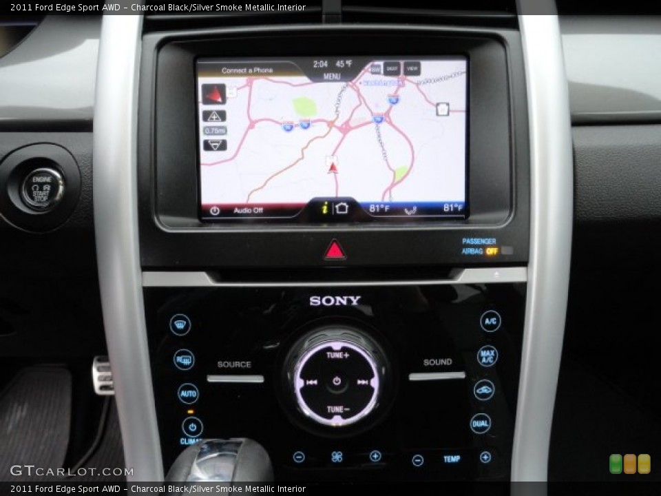 Charcoal Black/Silver Smoke Metallic Interior Controls for the 2011 Ford Edge Sport AWD #59653585