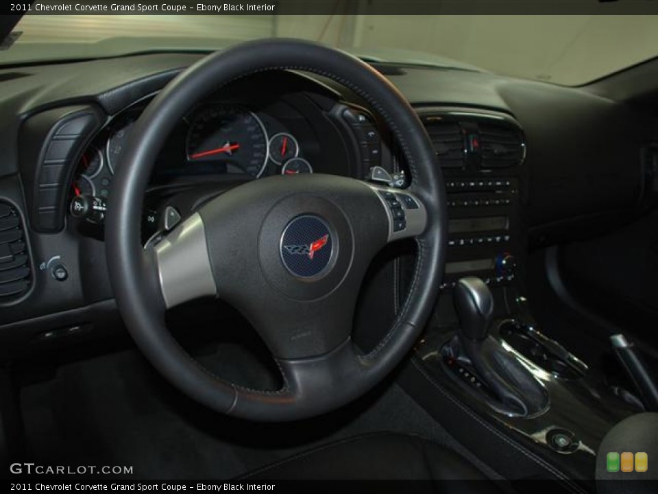 Ebony Black Interior Steering Wheel for the 2011 Chevrolet Corvette Grand Sport Coupe #59680664