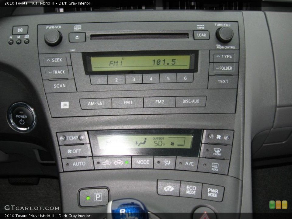 Dark Gray Interior Controls for the 2010 Toyota Prius Hybrid III #59701002