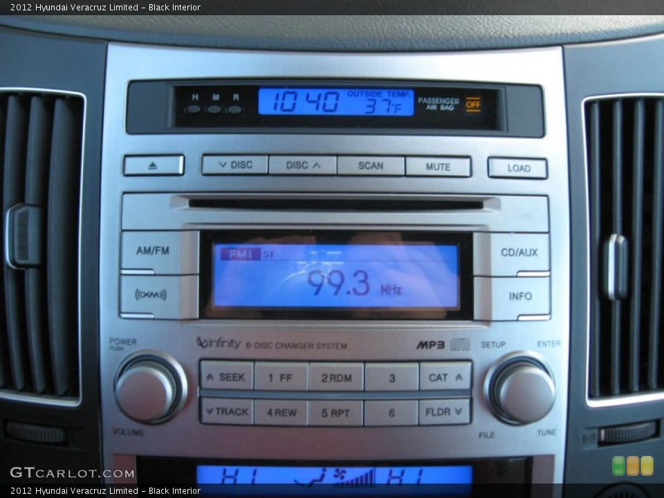 Black Interior Controls for the 2012 Hyundai Veracruz Limited #59702256