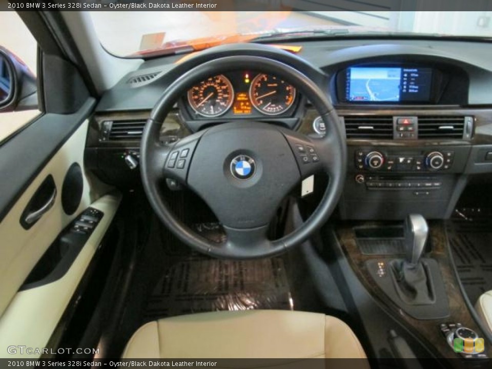 Oyster/Black Dakota Leather Interior Dashboard for the 2010 BMW 3 Series 328i Sedan #59829060