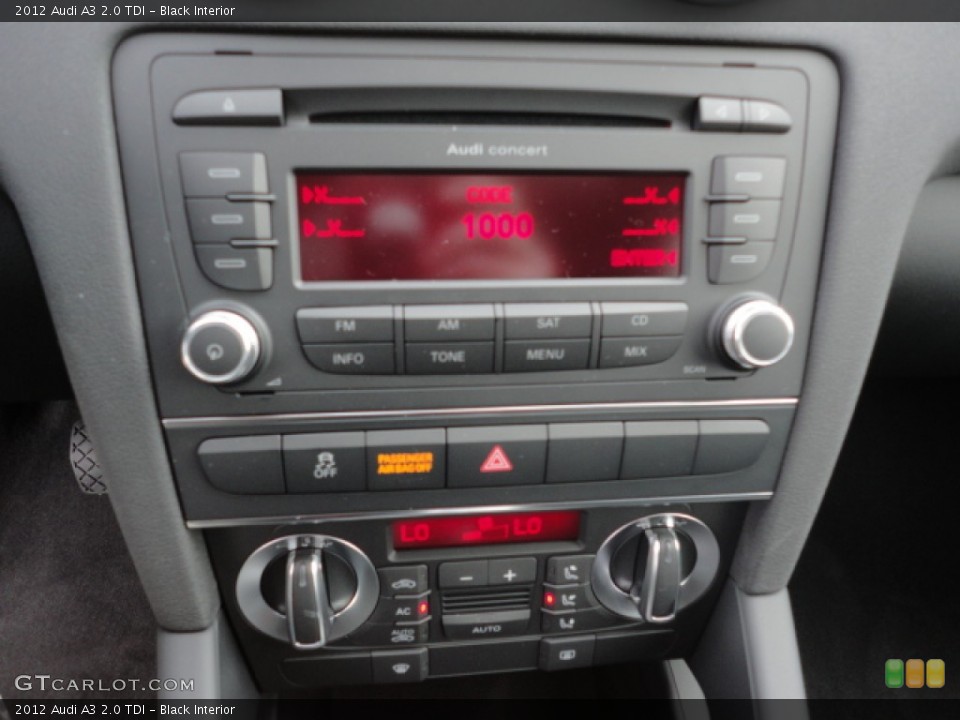 Black Interior Controls for the 2012 Audi A3 2.0 TDI #59833923
