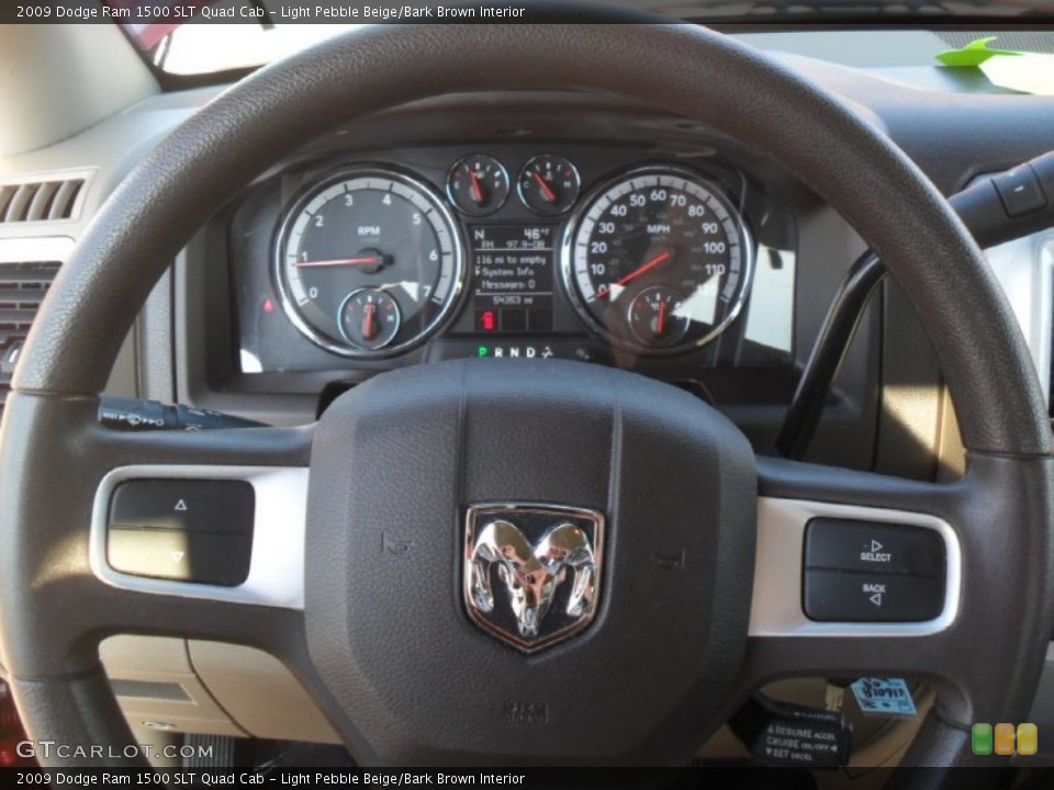 Light Pebble Beige/Bark Brown Interior Steering Wheel for the 2009 Dodge Ram 1500 SLT Quad Cab #59848132