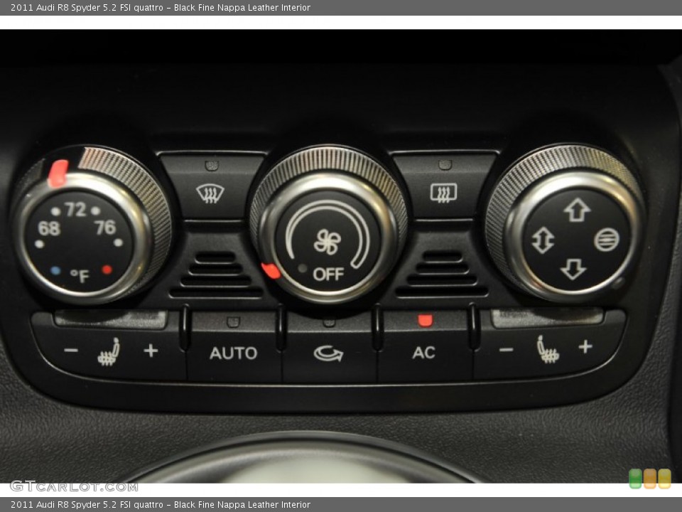 Black Fine Nappa Leather Interior Controls for the 2011 Audi R8 Spyder 5.2 FSI quattro #59876111