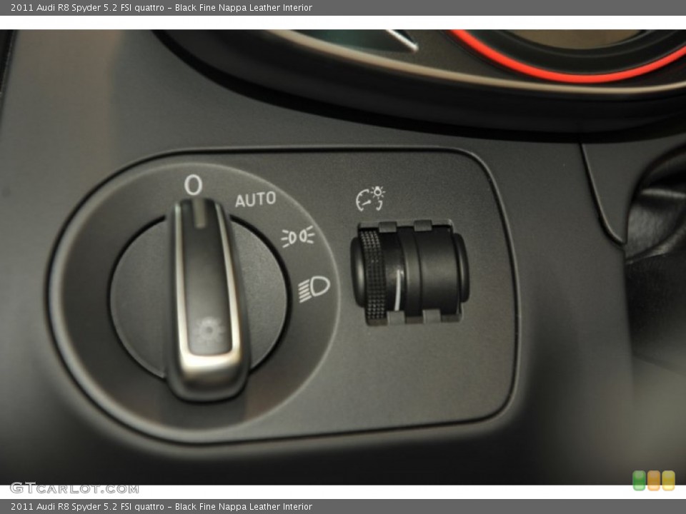 Black Fine Nappa Leather Interior Controls for the 2011 Audi R8 Spyder 5.2 FSI quattro #59876165