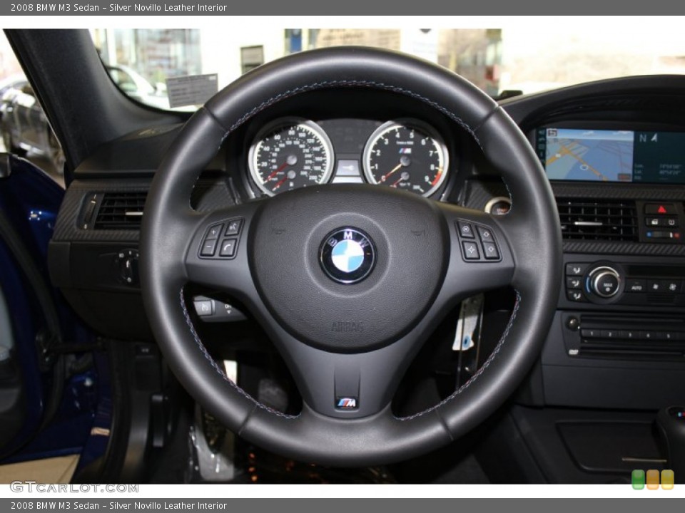 Silver Novillo Leather Interior Steering Wheel for the 2008 BMW M3 Sedan #59888051