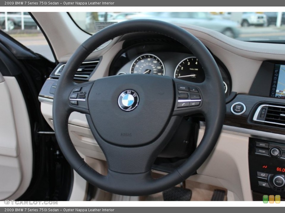 Oyster Nappa Leather Interior Steering Wheel for the 2009 BMW 7 Series 750i Sedan #59894156