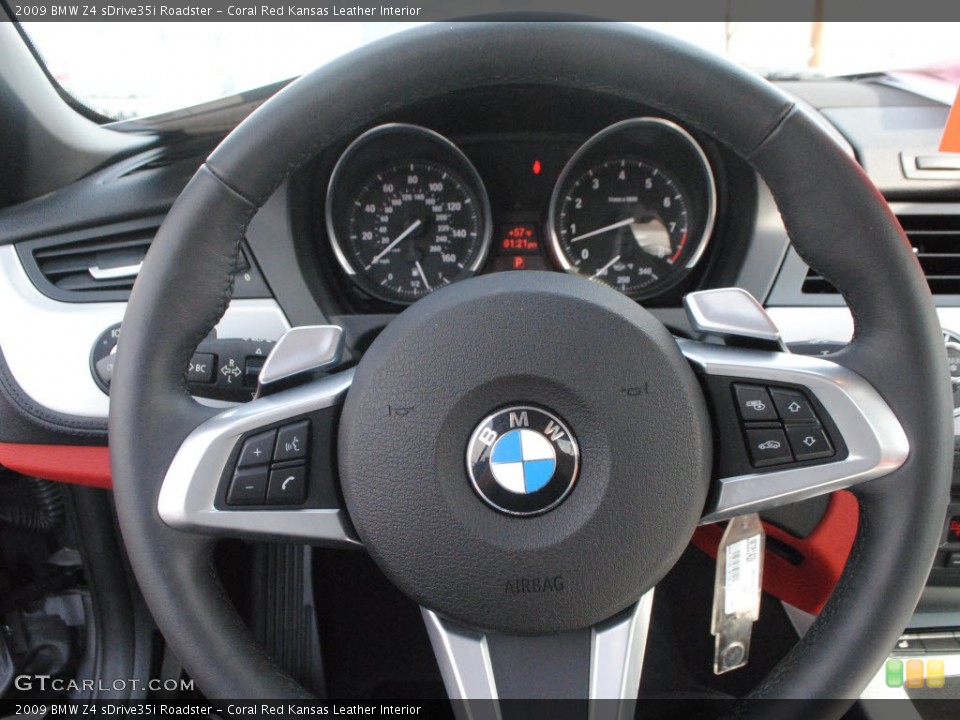 Coral Red Kansas Leather Interior Steering Wheel for the 2009 BMW Z4 sDrive35i Roadster #59982975