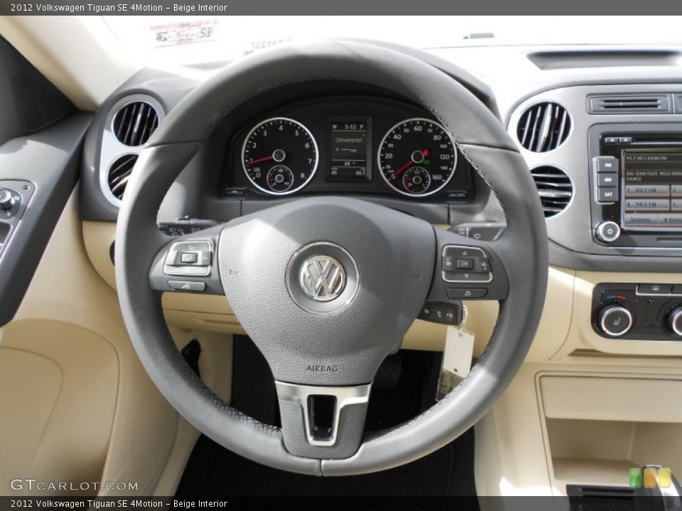 Beige Interior Steering Wheel for the 2012 Volkswagen Tiguan SE 4Motion #60019577
