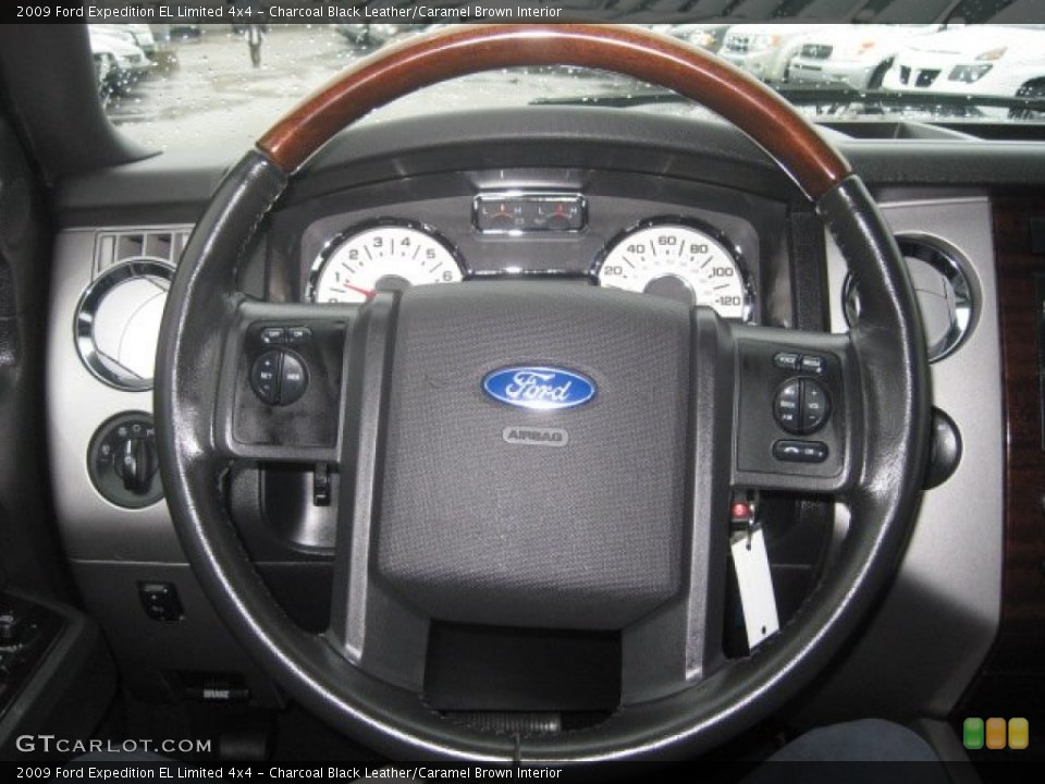 Charcoal Black Leather/Caramel Brown Interior Steering Wheel for the 2009 Ford Expedition EL Limited 4x4 #60025427
