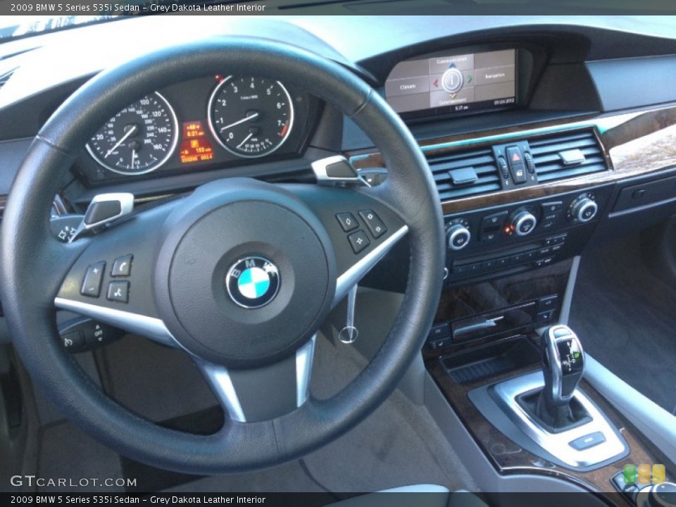 Grey Dakota Leather Interior Steering Wheel for the 2009 BMW 5 Series 535i Sedan #60057397