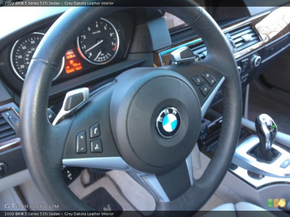 Grey Dakota Leather Interior Steering Wheel for the 2009 BMW 5 Series 535i Sedan #60057502