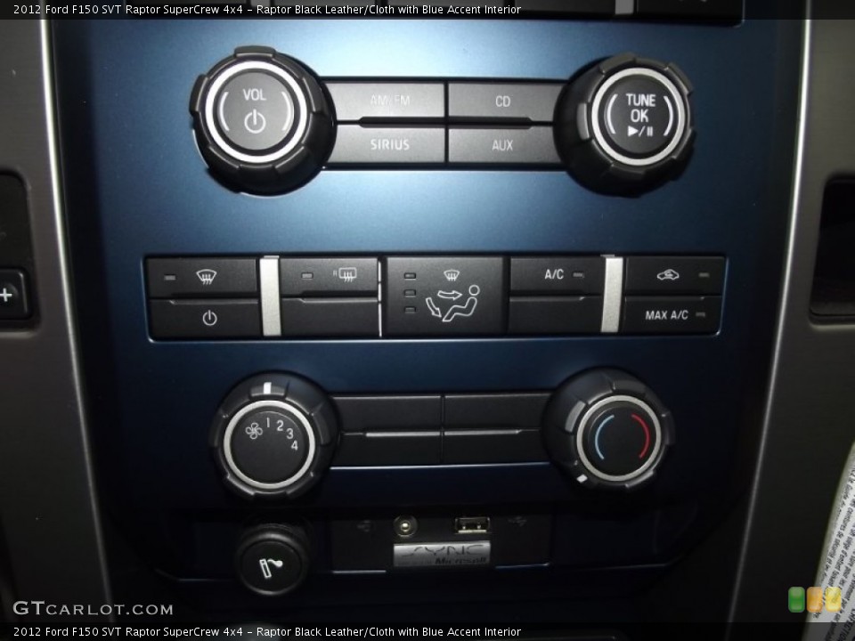 Raptor Black Leather/Cloth with Blue Accent Interior Controls for the 2012 Ford F150 SVT Raptor SuperCrew 4x4 #60065949