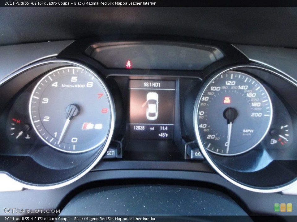 Black/Magma Red Silk Nappa Leather Interior Gauges for the 2011 Audi S5 4.2 FSI quattro Coupe #60076410