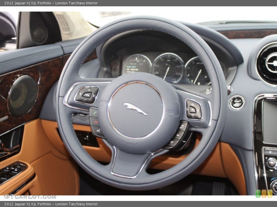 London Tan/Navy Interior Steering Wheel for the 2012 Jaguar XJ XJL Portfolio #60096432