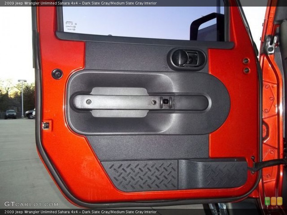 Dark Slate Gray/Medium Slate Gray Interior Door Panel for the 2009 Jeep Wrangler Unlimited Sahara 4x4 #60129416