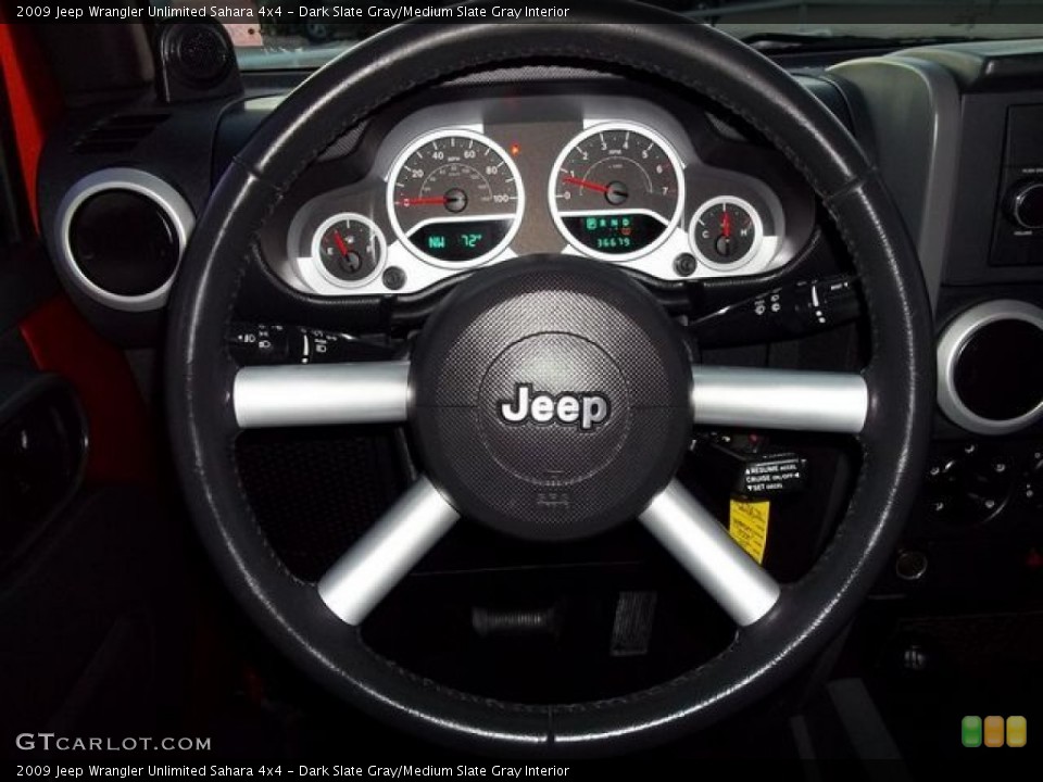 Dark Slate Gray/Medium Slate Gray Interior Steering Wheel for the 2009 Jeep Wrangler Unlimited Sahara 4x4 #60129450