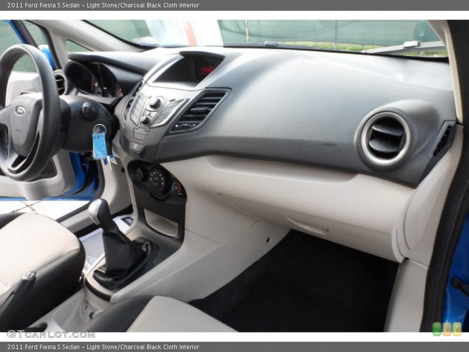 Light Stone/Charcoal Black Cloth Interior Dashboard for the 2011 Ford Fiesta S Sedan #60130884